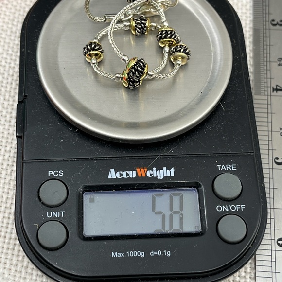 Vintage Two-Tone Beaded Bracelet, 7.5" Rope Chain, Elegant Estate Jewelry - Picture 15 of 15